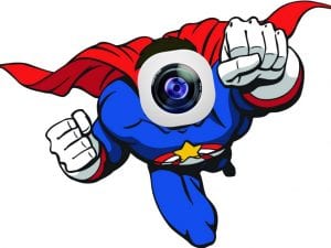 superman with spy camera on head