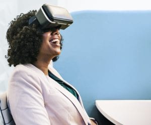 Lady Using VR Headset